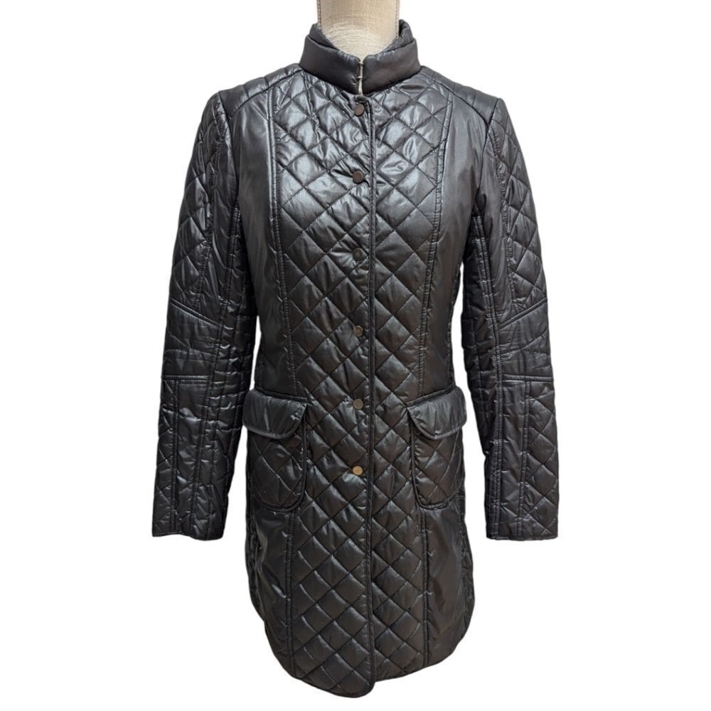 Zara Women's S Lightweight Diamond Quilted Puffer Mid Length Jacket in Black